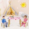 Costway 3 Piece Kids Wooden Table and 2 Chairs Set Children Activity Art Desk Furniture/Activity Art Desk Furniture - 2 of 4