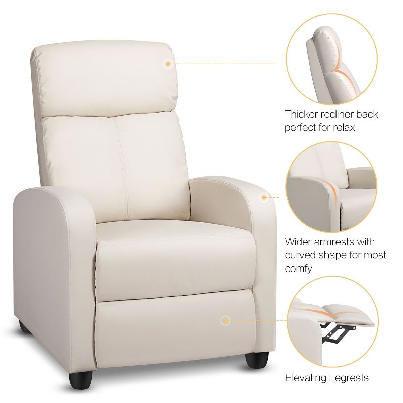 Yaheetech Adjustable Recliner Chair PU Leather Upholstered for Living Room, 4 of 10