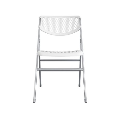 White Metal and Plastic Armless Folding Chair