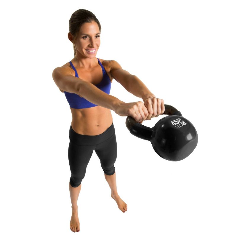 GoFit Classic PVC Kettlebell with DVD and Training Manual - Black 45lbs, 5 of 7