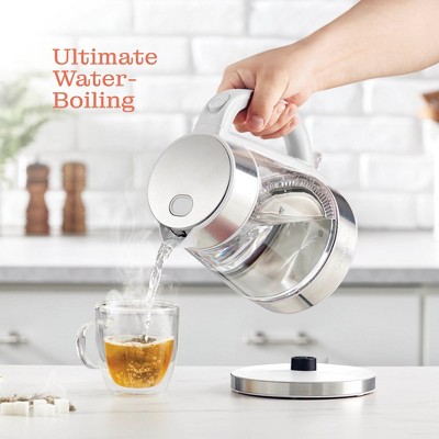 Speed-Boil 1.7L White Glass Electric Kettle with Cool Touch Handle