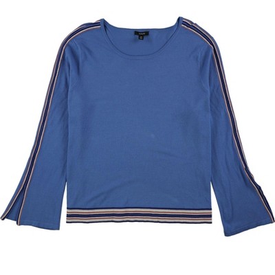 Alfani Womens Striped Bell Sleeve Pullover Sweater