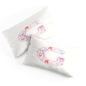 Deny Designs King April Lane Art Fancy Bow Monogram G Microfiber Printed Pillow Sham - 1 of 3