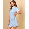 Allegra K Women's Summer Ruffle Neck Lace Panel Short Sleeve Check Gingham Dress - 4 of 4
