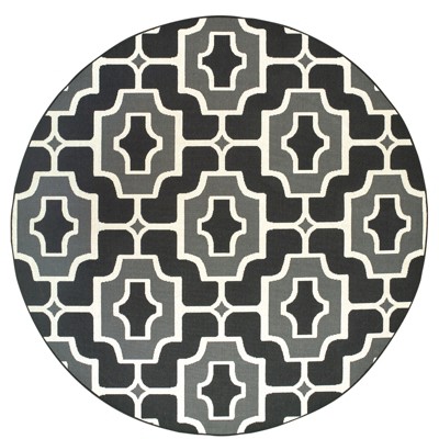 Oriental Weavers Marina 1491Z Black/ Grey Indoor/Outdoor Area Rug - 7'10" Round