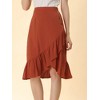 Allegra K Women's Button Decor High Waist Solid Color Asymmetrical Ruffle Skirt - 2 of 4