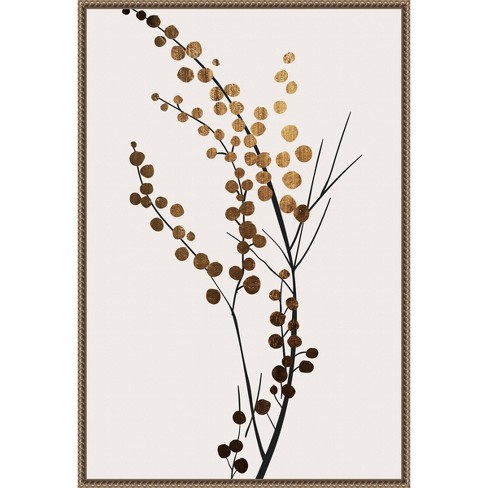 Amanti Art 23"x33" Golden Winter Florals by Kubistika Framed Canvas: Modern Botanical Art Print - image 1 of 4