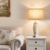 GTCLIGHTING 28.5'' Farmhouse Table Lamp for Living Room Bedroom, Nightstand Desk Lamp with 2 USB Ports , White Hollow Out Resin Lamp - 2 of 4