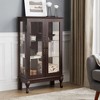 Wooakway Cherry Lighted Curio Cabinet with 2 Tempered Glass Doors Mirrored Back Panel Adjustable Shelves Display Case for Home Office Bulb Included - 4 of 4