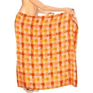 LA LEELA Women's Summer Beachwear Sarong Bikini Wraps Swim Cover Up Wrap Skirt Swimwear Swimsuit Beach Coverups for Women One Size Orange,Check - 1 of 4