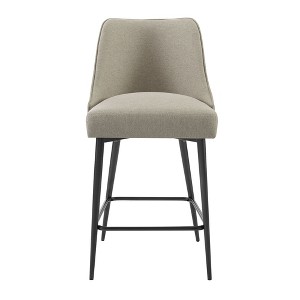 Height Polyester Olson Mid-Century Counter Chair (Set of 2) with Iron Legs, Stretchers for Support and Easy-to-Clean Fabric - 1 of 4