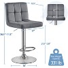 Yaheetech 2pcs Adjustable Modern Velvet Swivel Bar Stool with Backrest And Large Pedestal Base - 3 of 4