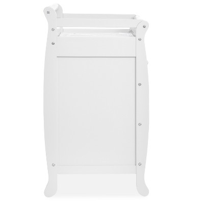 White Classic Sleigh 3-Drawer Changing Table with Safety Strap