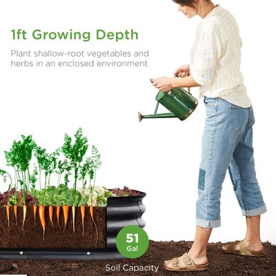 Charcoal Oval Steel Outdoor Raised Garden Bed Planter Box