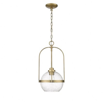 Devonshire Antique Brass Pendant with Seeded Glass