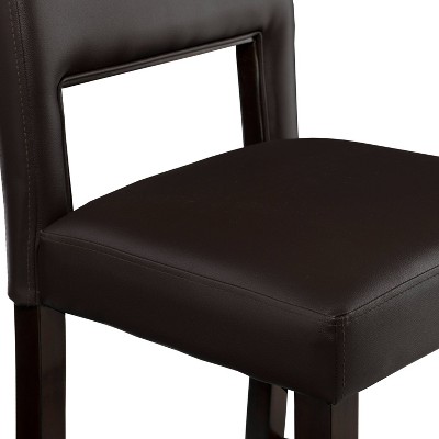 Dark Brown Wood and Leather Counter Stool, 24"