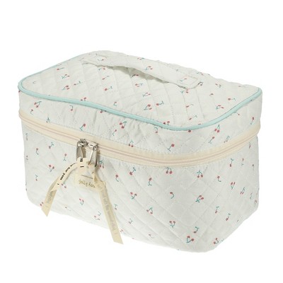 Unique Bargains Women's Large Travel Cute Cherry Pattern Cotton Makeup Bags and Organizers White