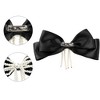 INSPIRE CHIC Women's Bowknot Imitation Pearls Elegant Ribbon Brooch Pre-Tied Bow Tie - 3 of 4