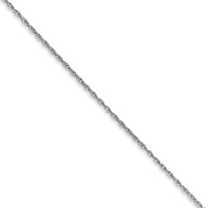 Black Bow Jewelry 0.8mm, 10k White Gold, Baby Rope Chain Necklace - 1 of 4