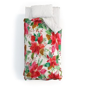 Ninola Design Poinsettia holiday flowers Comforter + Pillow Sham(s) - Deny Designs - 1 of 3
