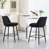 Lyngins Mid-Century Modern Counter Height Bar Stools Set of 2, Linen Counter Stools with Matte Black Metal X-Legs & Footrest for Kitchen Island/Pub - 3 of 4