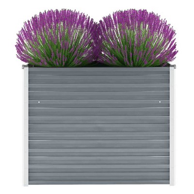 vidaXL Raised Bed Grey Galvanized Steel 94.5x31.5x30.3 in Sturdy