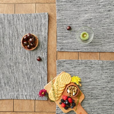 Black and Off-White Recycled Cotton Ribbed Placemat Set of 6