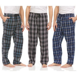 DARESAY 3 Pack: Plaid Pajama Pants For Men Mens Flannel Pajama Pants With Pockets & Button Fly - 1 of 4