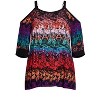 Avenue Women's Plus Size Daisy Cold Shoulder Print Top - 4 of 4