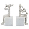 Sagebrook Home Set of 2 Metal Musician Bookends - Contemporary Marble and Aluminum Silver Decorative Bookend Sculptures - 3 of 4