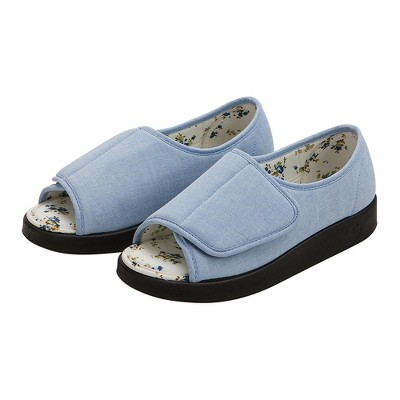 Silverts Open-Toed Easy Close Shoes, Denim, Womens, Size 7, 1 Count