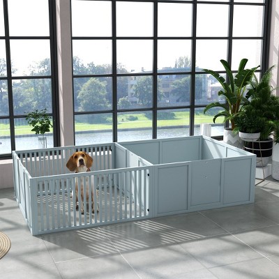 LAOTIES 81" Dog Whelping Box,2 Room Puppy Playpen with Removable Doors And Non Slip Base,Indoor Pen