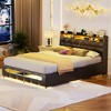 Aheaplus Upholstered Bed Frame with Storage Headboard, Charging Station, LED Light - 4 of 4
