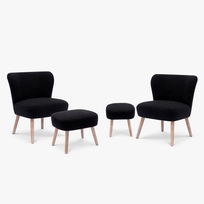 WestinTrends 4 Piece Upholstered Boucle Accent Chair and Ottoman Sets