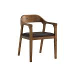 Curved Panel Back Dining Chair with Sleek Track Arms Brown - Benzara