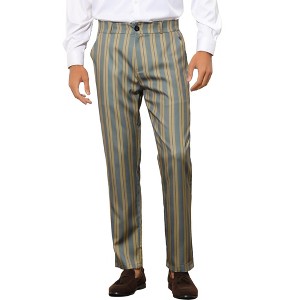 Lars Amadeus Men's Regular Fit Flat Front Contrast Color Striped Dress Trousers - 1 of 4