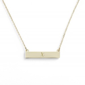 Personalization Mall Initials Personalized Nameplate Necklace, Gold - 1 of 2