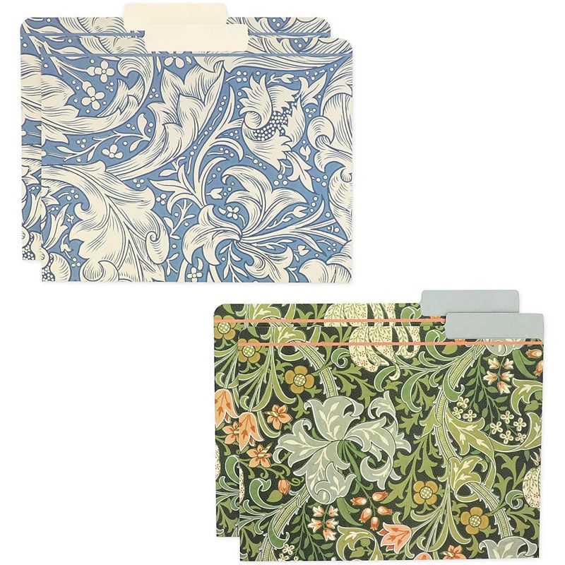The Gifted Stationery 12 Pack William Morris Floral File Folders, Decorative 1/3 Cut Tab, Letter-Size Holders for Home Office in 6 Patterned Designs, 5 of 8