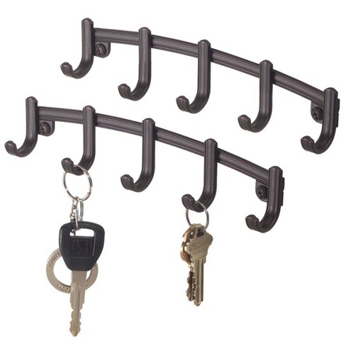 Mdesign Steel Hook Rack And Modern Key Holder For Wall - 2 Pack