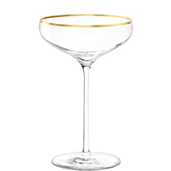 Set of 4 Cabaret Coupe with Gold Rim 10.25oz Drinkware Glasses - Stolzle Lausitz