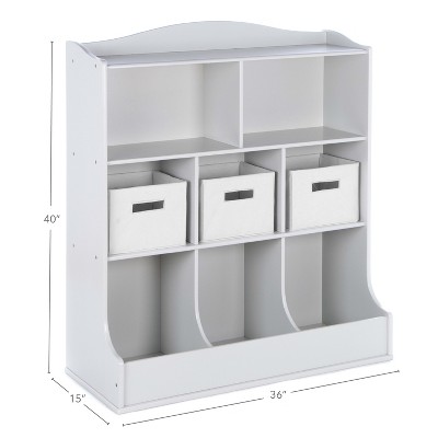 Gray Wooden Kids' Toy Storage Organizer with Cubby Bins