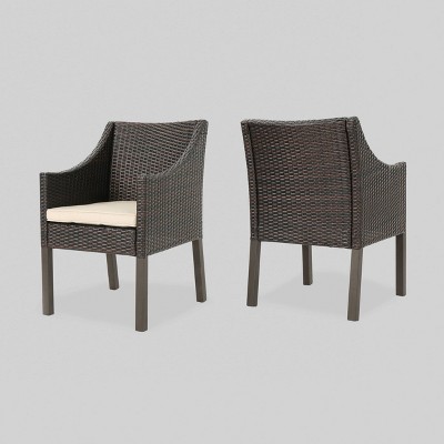 Antibes 2pk Wicker Patio Dining Chair - Brown - Christopher Knight Home