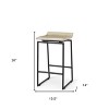 HomeRoots 25" Natural and Black Solid Wood and Metal Low Back Counter Height Bar Chair - 3 of 4