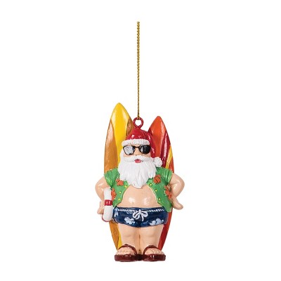 Beachcombers Santa with Surf Boards Ornament
