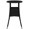 vidaXL Patio Table, 23.6"x29.5" Tempered Glass and Poly Rattan Black - 4 of 4