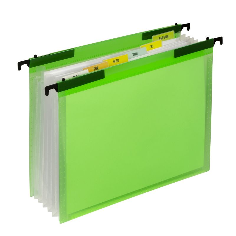 C-Line® Expanding File Folder, 7-Pocket, Hanging Tabs, Bright Green, Pack of 3, 4 of 7