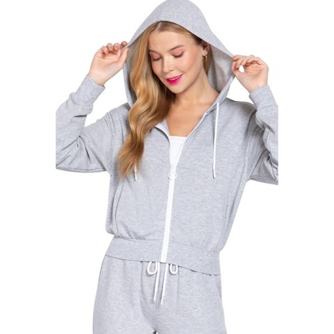 Женские худи Slickblue Women’s Soft Zip Up Drawstring Fleece French Terry Jacket Casual Everyday Outerwear, Heather Grey, S