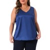 Agnes Orinda Women's Plus Size Silky Satin V Neck Casual Sleeveless Summer Basic Tank Tops - 2 of 4