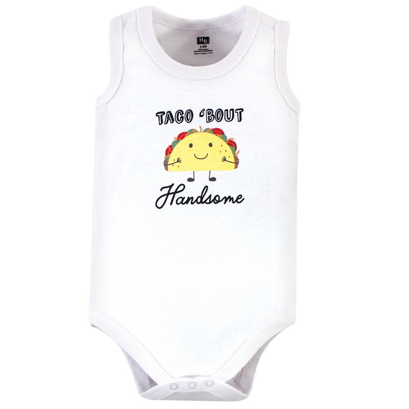 Hudson Baby Infant Boy Cotton Sleeveless Bodysuits 5pk, Taco Truck, 3 of 6