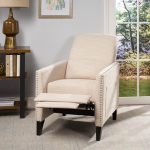 Sapphtopaz Accent Chair Reclining Chair High-Backrest Push-Back Armchair with Nailhead Decorate and Side Pocket Accent Chair for Living Room - 1 of 4